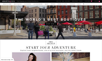 Shoptiques website homepage