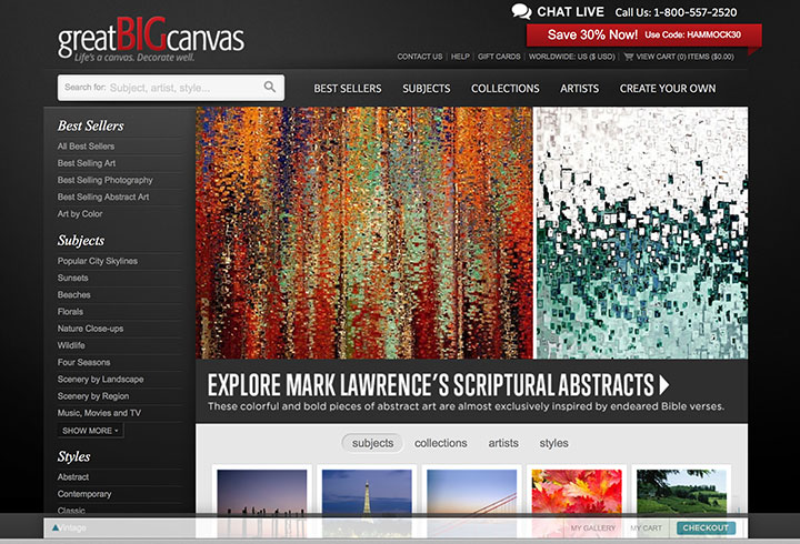 Screenshot of the GreatBIGCanvas website