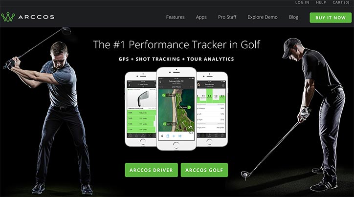 Screenshot of Arccos Golf homepage