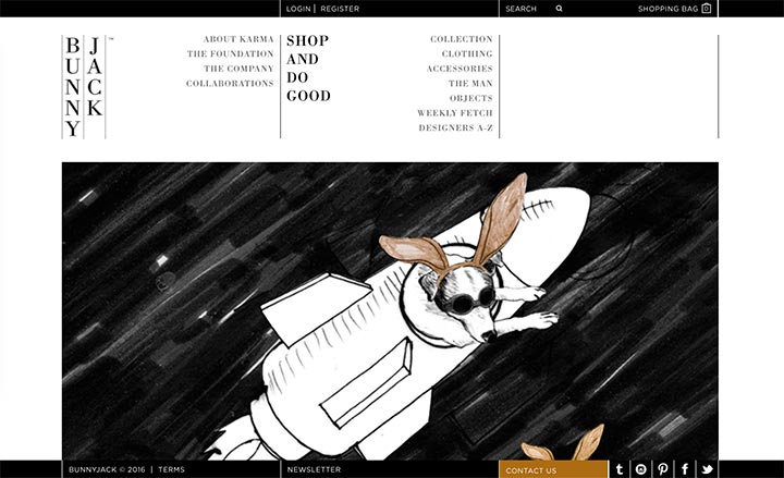 Screenshot of BunnyJack Fashion Site homepage