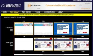 Screenshot of Web Page Test Trump vs Clinton