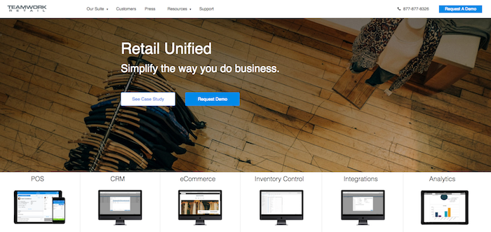 Landing page for Teamwork Retail