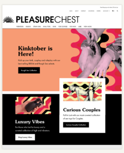 Screenshot of The Pleasure Chest's homepage featuring kinktober