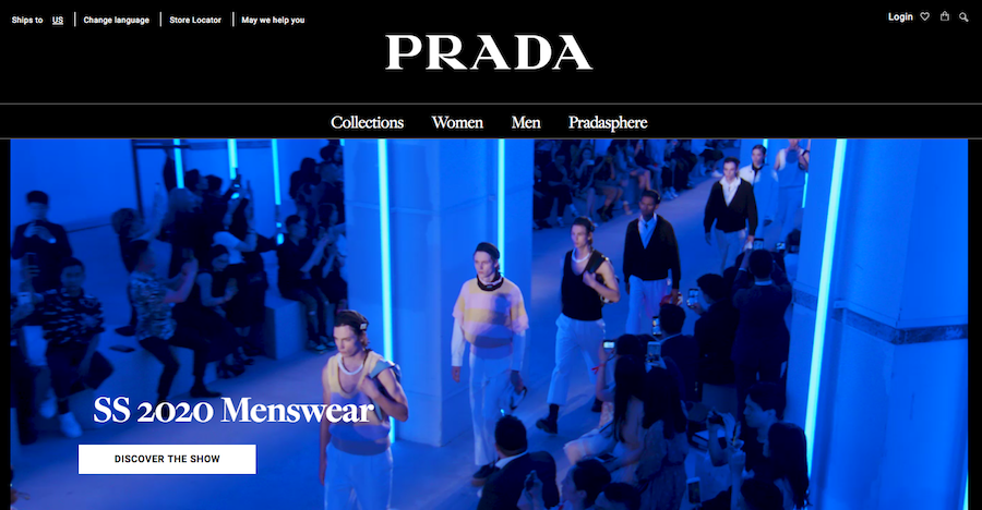 Young men walking the catwalk for Prada fashion show