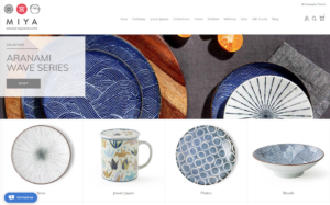 Image of plates cups and other Japanese pottery from Miya Collection