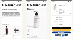Three screen caps of different pages of TPC's site