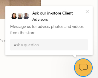 Pop up chat box asking customer if they need advice on the Fendi site