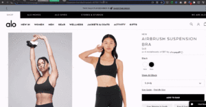 Alo Yoga product page keyboard navigation gif