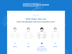 Hugh and Crye sizing tool