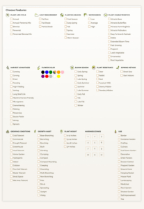 screenshot of website's plant finder tooling