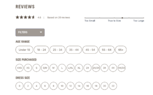 Skims review filters