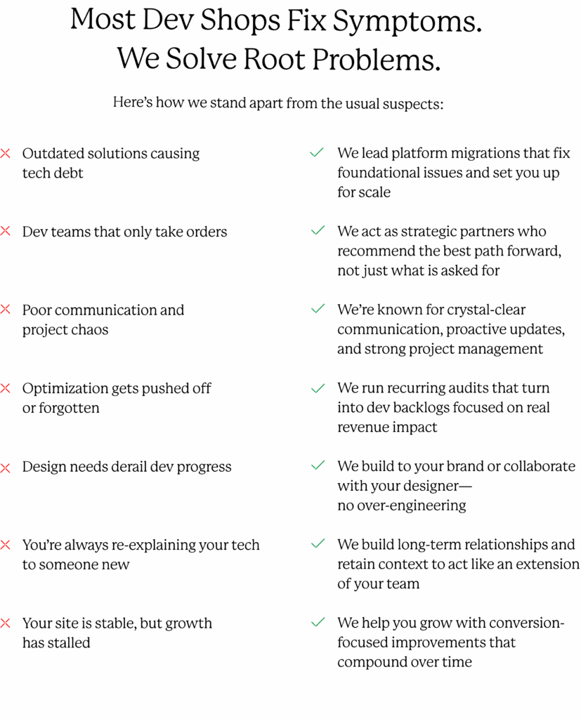 A list of how Command C is different from most dev shops